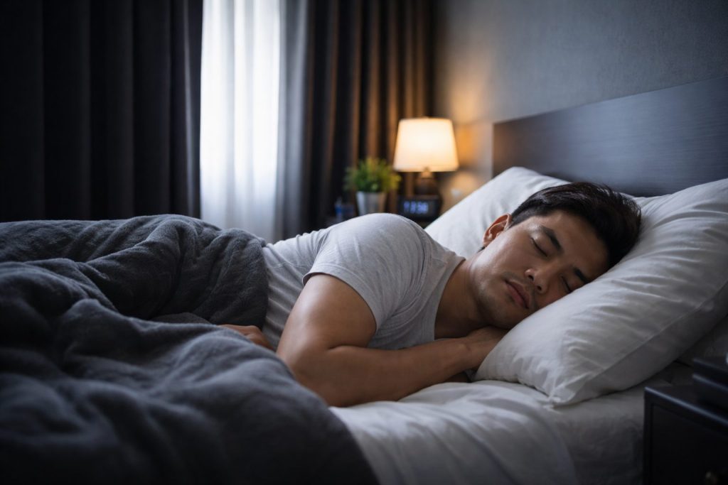 dark quiet bedroom setup for daytime sleep